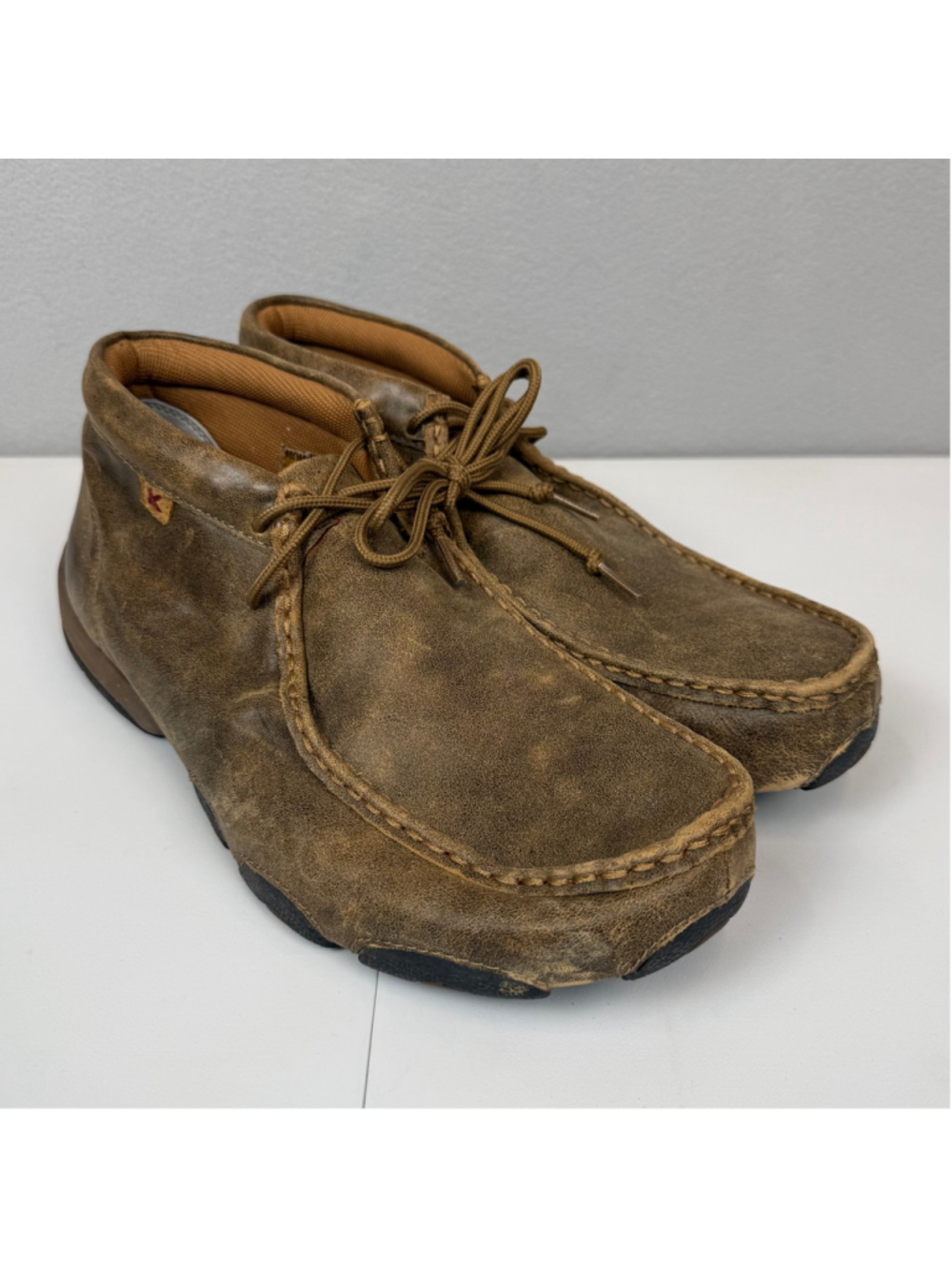 Mens Twisted X Chukka driving moccasin brown leather shoes -13